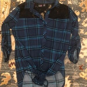 Women’s plaid and lace button up